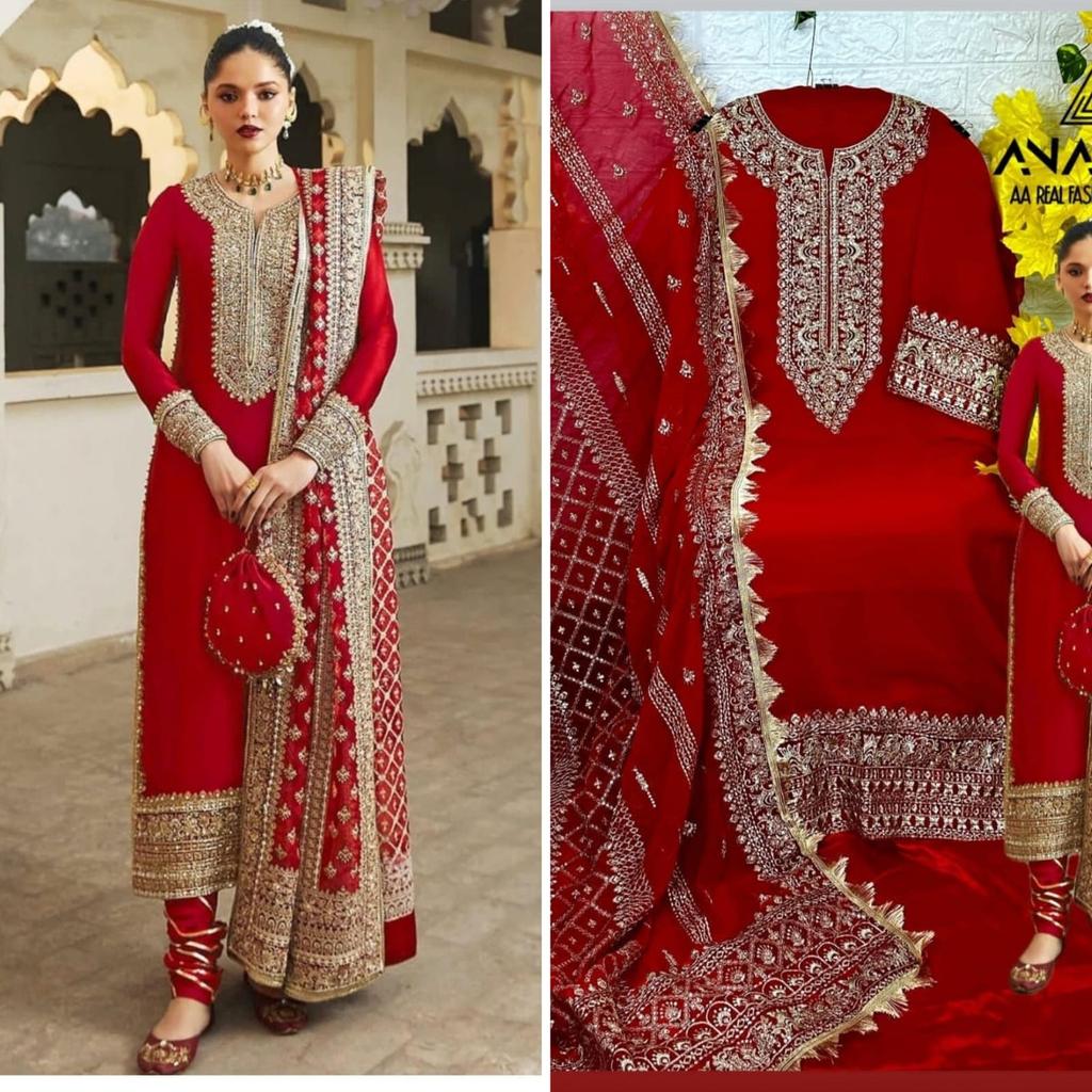 Heavy Pure Fox Georgette With Heavy Embroidered Very Beautiful Design And Sequence Work High Quality Material |Semi Stitched