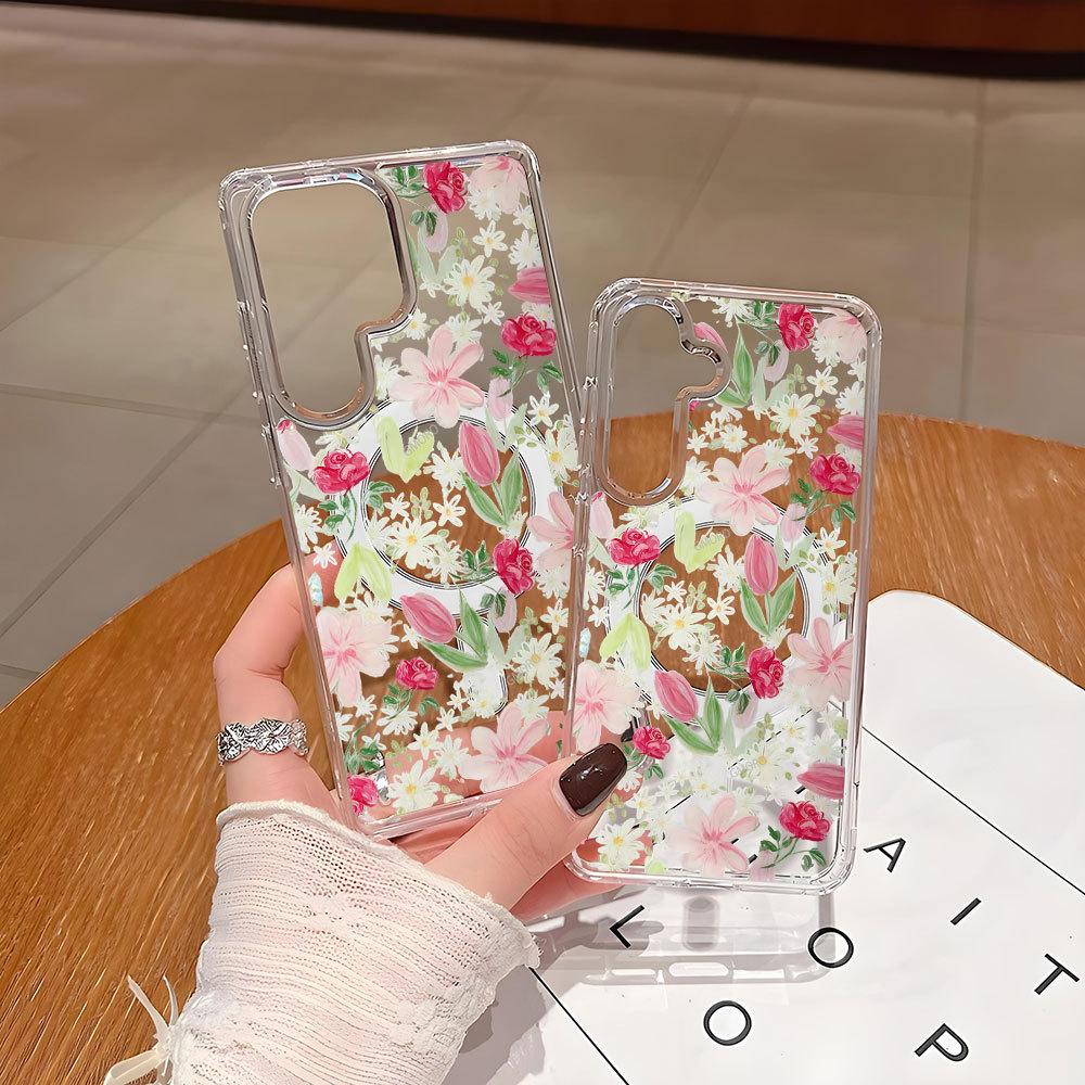 Süße Blumen-Nis-Wind Vollbild-Blumen Samsung S25 ULTRA Handyhülle magnetisch rutschfest Fingerabdruck-Schutzhülle