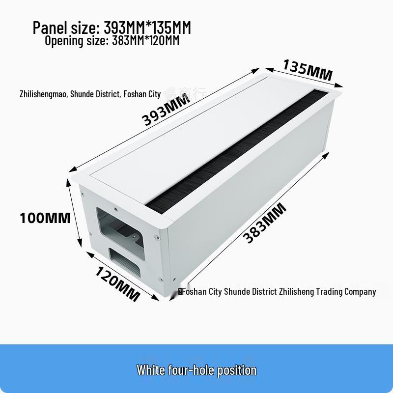 Aluminum Desk Cable Management Box with Recessed Panel and Wire Hole Cover