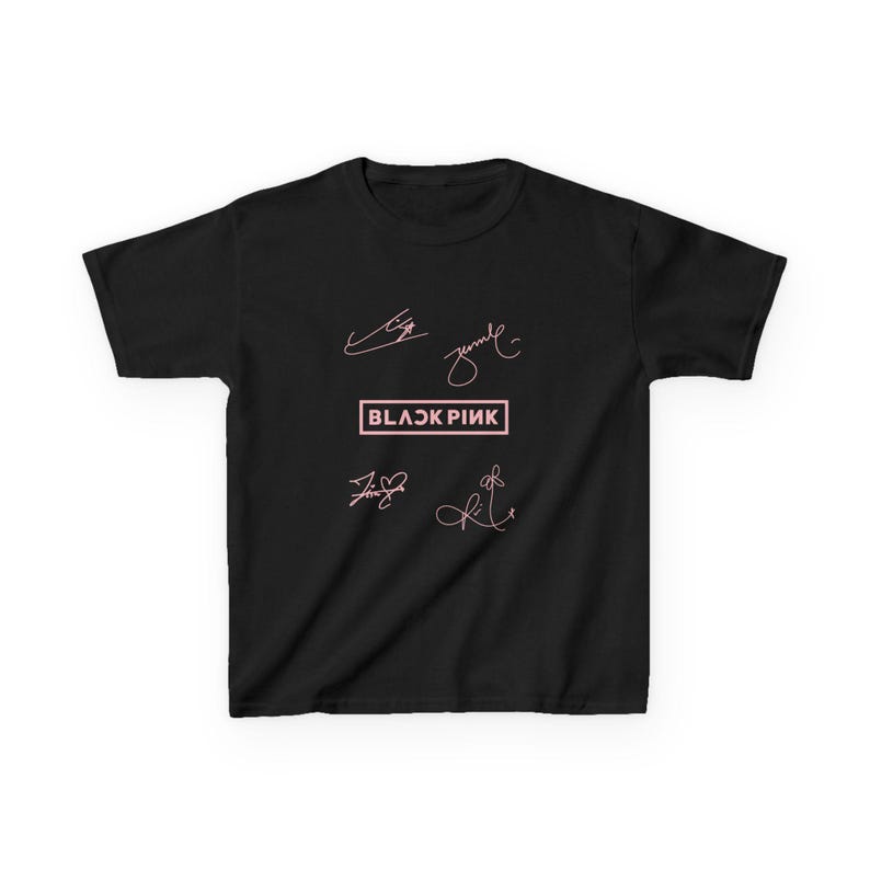 

BLACKPINK K-Pop Подписи и Розовый Логотип Графический Оверсайз Уличная Одежда Молодежная и Детская Футболка Топ для BLINK и Семей Фанатов K-Pop 4XL