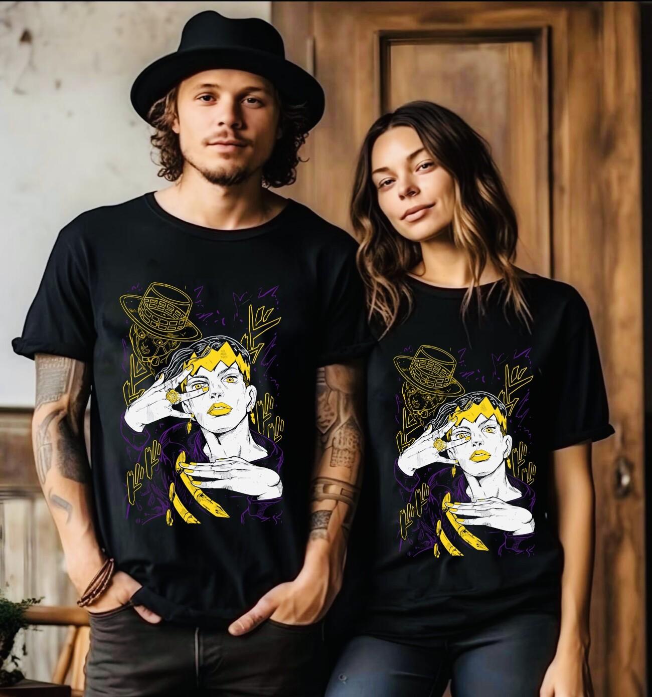 Rohan Kishibe T-Shir,Jojo s Bizarre Giorno Giovanna anime Black T-Shirt Mens Womens Tees Top All Size S