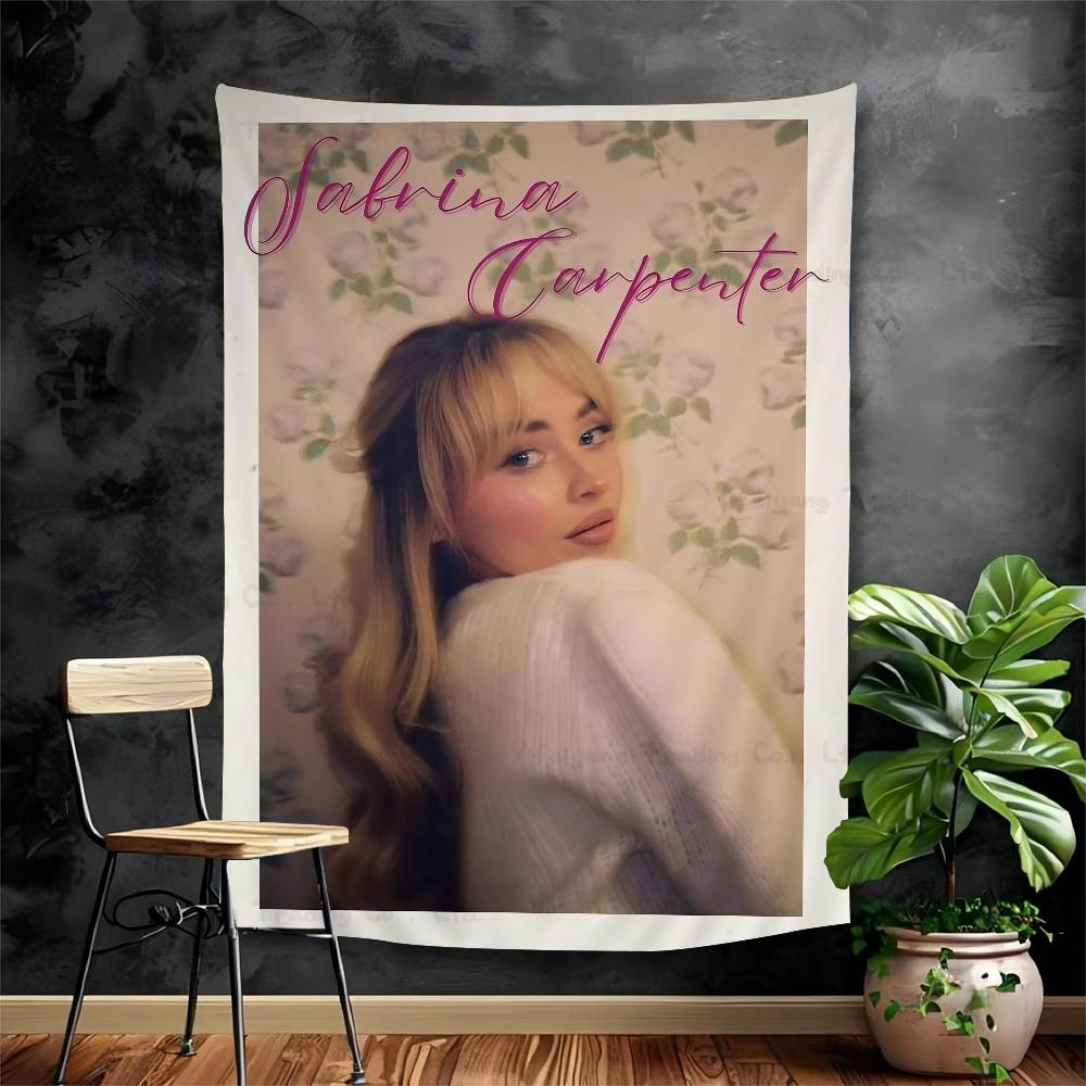 Modern Fashion Singer Sabrina DIY Wall Tapestry Hippie Flower Wall Carpets Dorm Decor Wall Art Decor