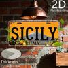 2D Flat - 1pc Retro Aluminum Plate | Sicily Theme, Decorative Plaque & Statues, Retro Volcano Pastoral Style Art Decor