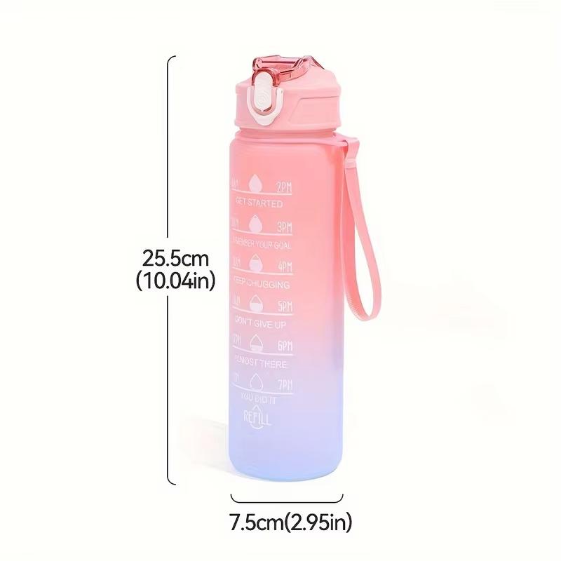 Gradient Color Water Cup Rainbow Frosted Sports water Bottle Outdoor Heat-resistant LeakProof Portable Fitness Plastic Straw Mug