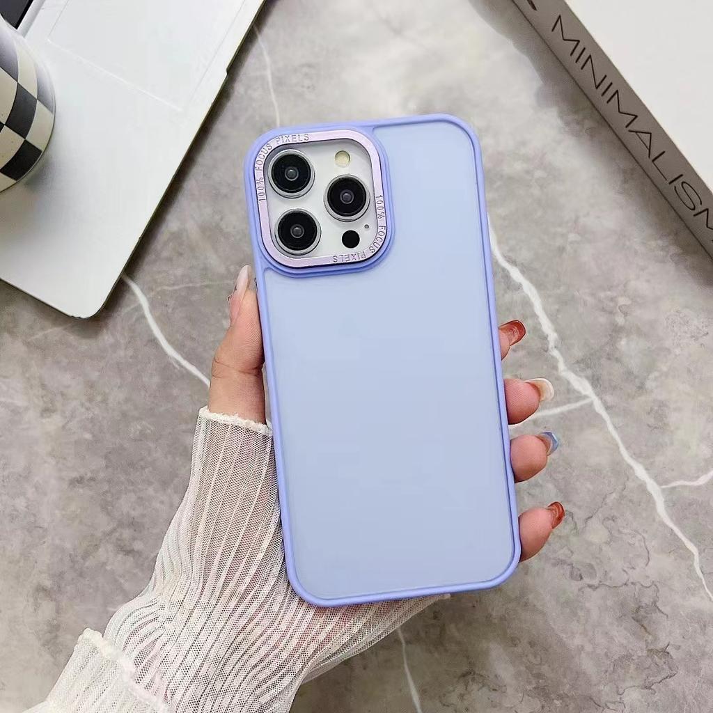 Applicable To IPhone 15PM Mobile Phone Case Matte Skin Feeling Semi-transparent 14 Korean Style 13 Electroplating Frame 11 Acrylic Protective Case