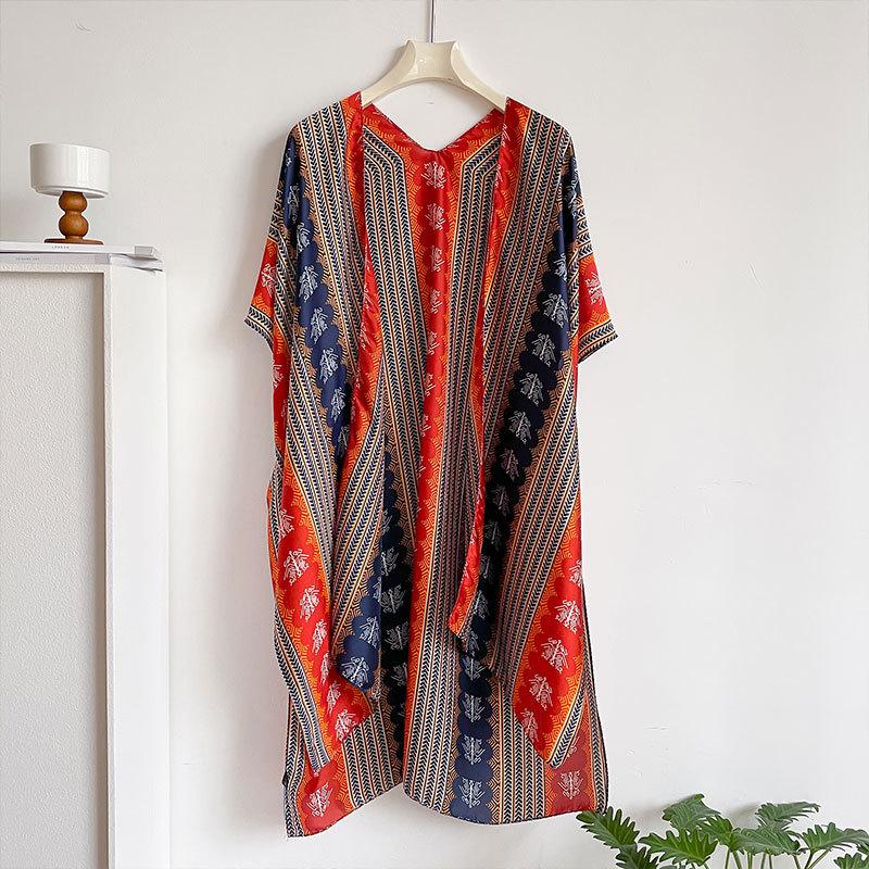 

Ретро шаль, шарф-накидка в этническом стиле, дорожная солнцезащитная длинная одежда, которую можно носить на улице, шарф для женщин 180*90 красный