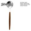 Thickened Metal Dessert Handle Small Steel with Coffee Spoon Stainless Wood Grain Stirring Pudding Serving Spoon Rustic Teaspoon for