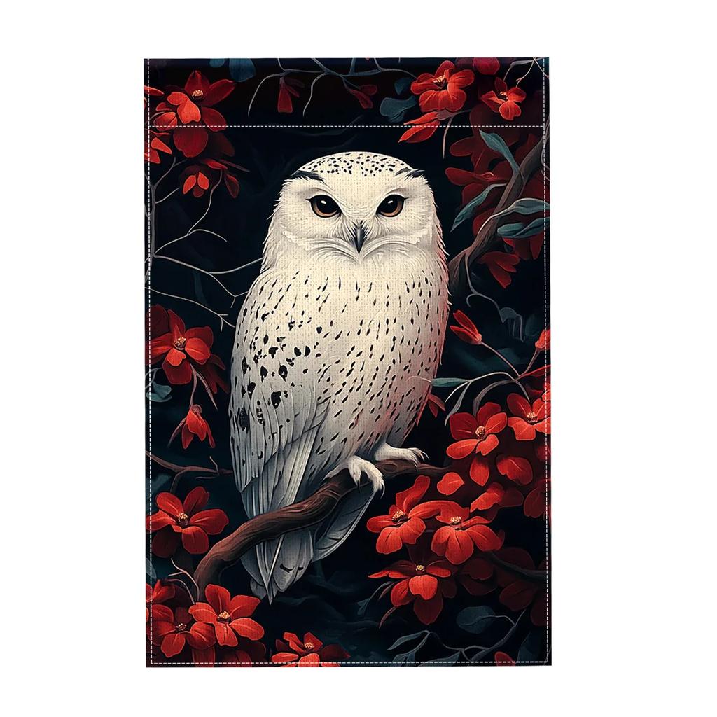 Winter Blauer Vogel Eule Hängende Fahnen Gartenflagge Banner Doppelseitiger Druck Imitation Leinen Fahnen Außen Haus Veranda Dekor