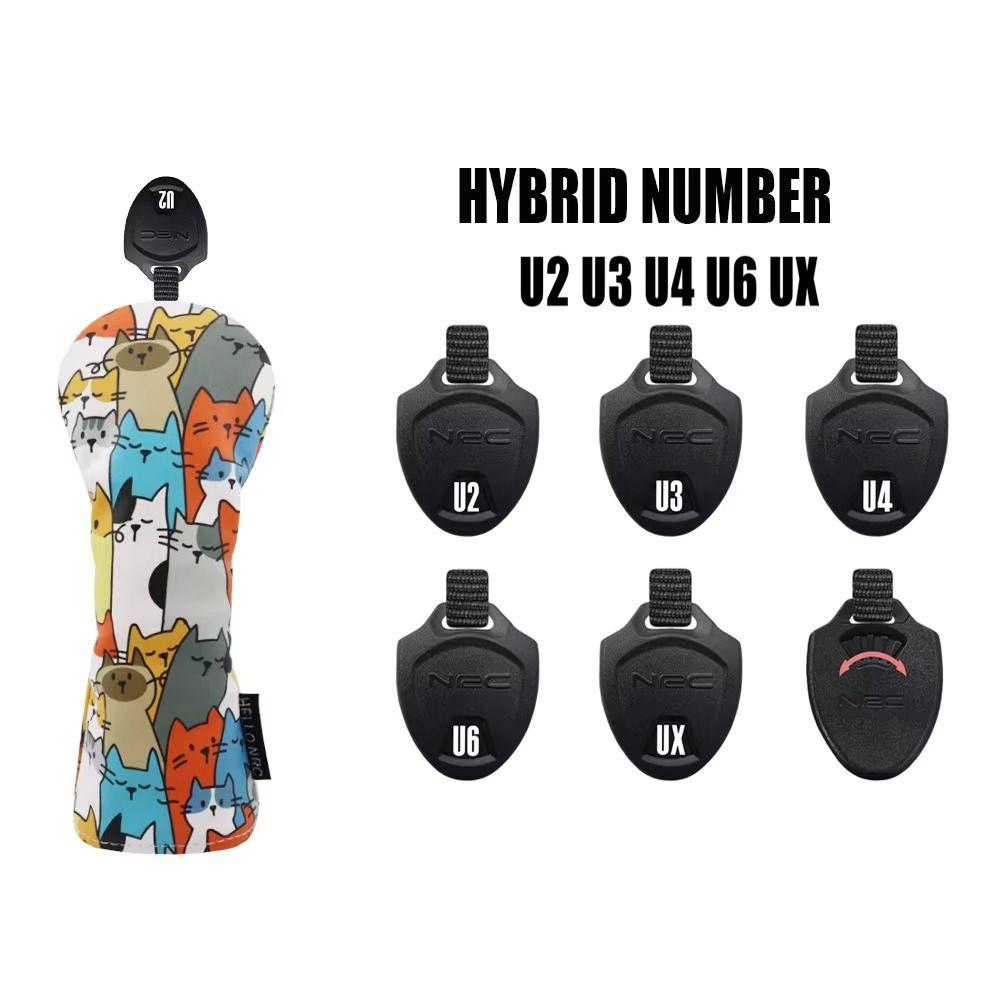 PU Leather Golf Club Head Cover Graffiti Cat Pattern Golf Club Protector  Golf Supplies