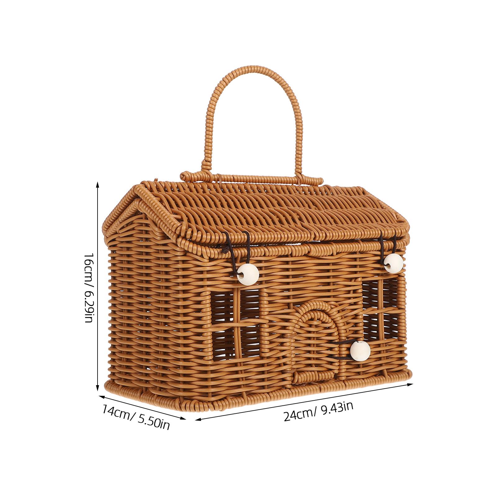 Woven Storage Basket Vegetable Picnic Fruit Bread Basket Container with Handle for Favor Bridesmaid Gift Wedding Flower Baskets коричневый 3545₽