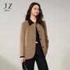 Jiuzi Anna Kou's minimalist smart style CHIC straight cut round neck suit jacket for women's autumn collection