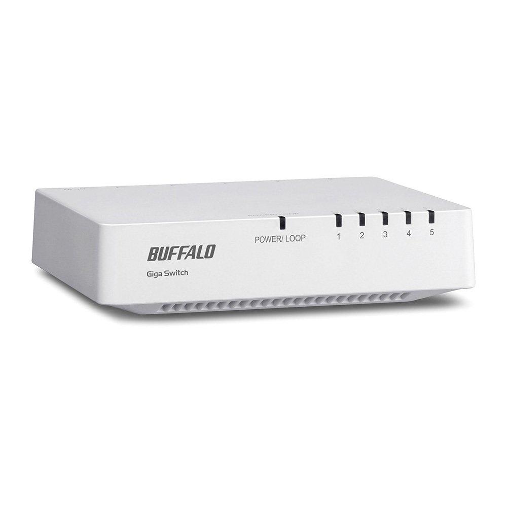 Buffalo Giga-kompatibles Kunststoffgehäuse AC-Netzteil 5 Ports weißer Switching-Hub kostengünstige Version LSW4-GT-5EPL/WH