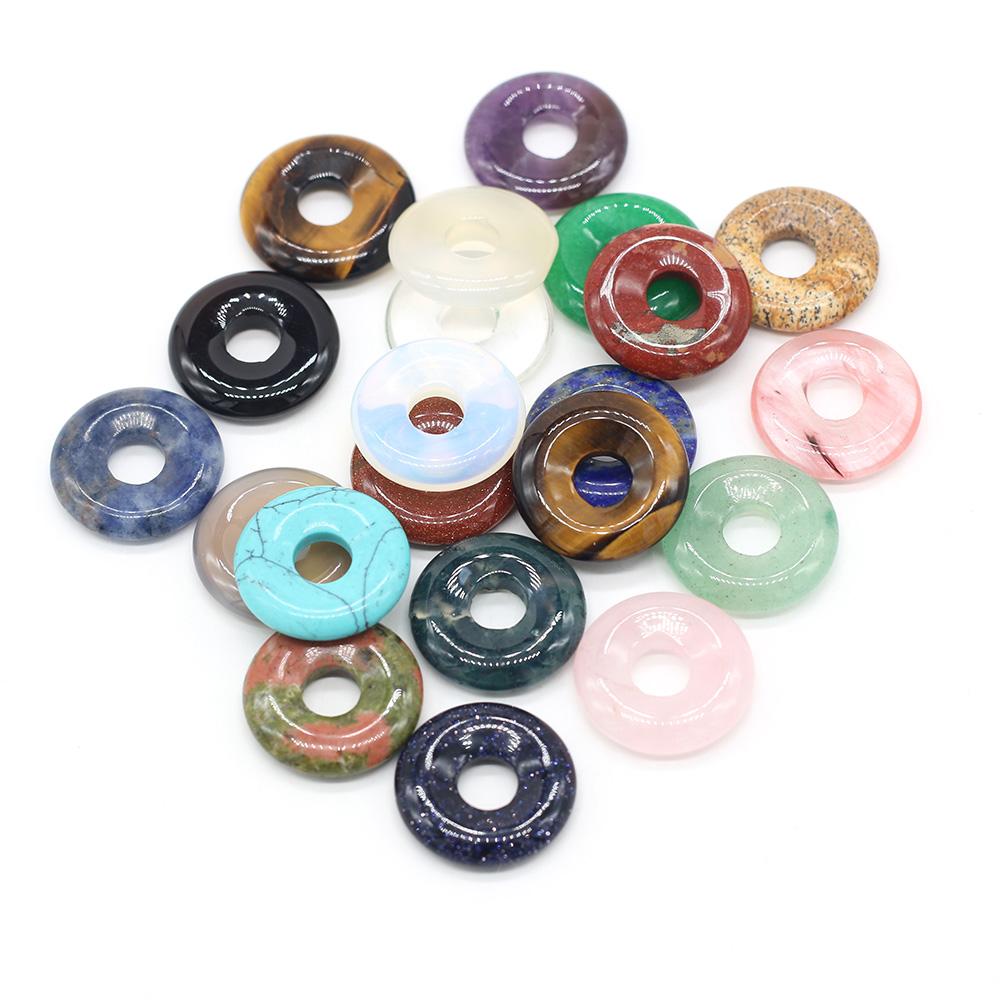 5Pcs Round Natural Stone Big Hole Beads Healing Crystal Gemstone Loose Beads for Jewelry Making DIY Necklaces Accessories 18x18mm