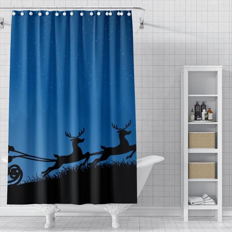 Home Shower Curtains For Bathroom Waterproof Curtain Fabric Modern Nordic Style Living Room Winter Decoration Merry Christmas