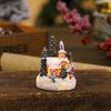 Glowing Resin Christmas House with Santa & Snowman Ornament