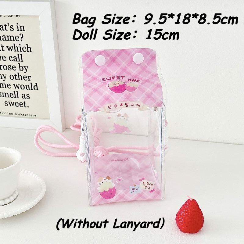 Kawaii Dessert PVC Storage Bags for Girls Cute Doll Storage Bags with Lanyard Plush Doll Display Shoulder Bags Wholesales 2025