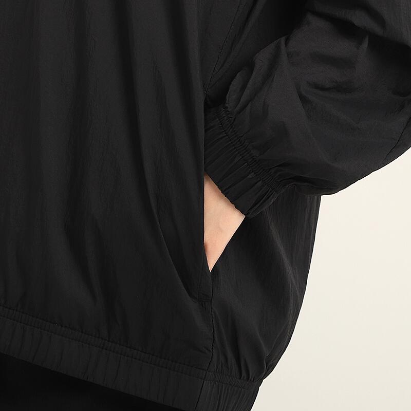 Nike Roupa Esportiva Logo Swoosh Vintage Esportiva Gola Alta Estampada Jaqueta Corta-vento Tecida Primavera Jaquetas Femininas Preto CV8659-010