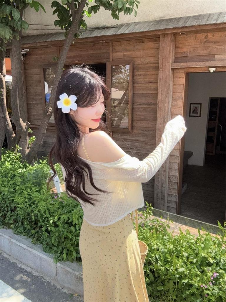 Plus Size 2026 Spring Summer Women's Two-Piece Set: Camisole with Cardigan Long Dress for Seaside Vacation