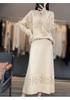 2025 Autumn/Winter Women's Loose Crochet Sweater, 100% Australian Wool, Low Round Neck, Trendy Korean Lazy Style