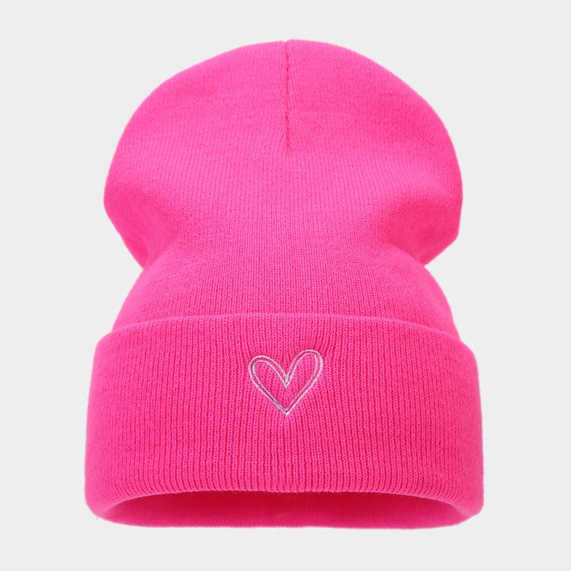 Autumn and Winter High-quality Thickened Large Board Love Embroidery Knitted Hat Men's and Women's Fashion Versatile Stacking Hat Personalized Cold
