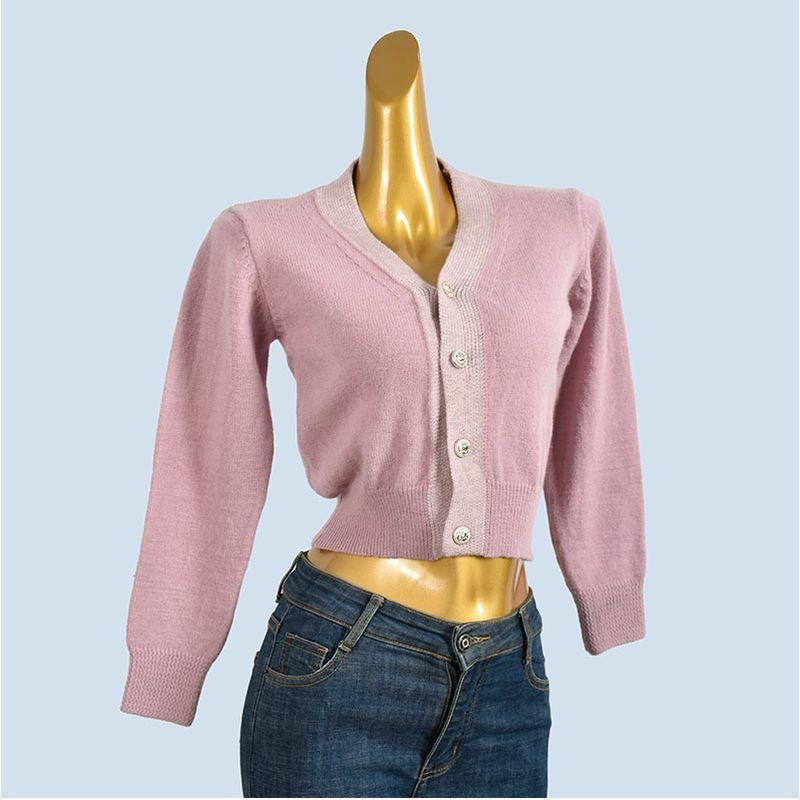 French style Retro Contrast Color V-neck Knit cardigan Women Spring and Autumn New Elegant Age-Reducing Slimming Versatile Sweater Outerwear