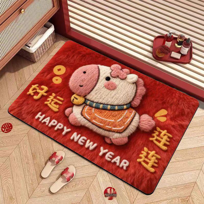 

Year of the Horse Diatom Mud Bathroom Mat - Anti-slip, Plush, Water-Absorbent, Easy-to-Clean Floor Mat 40*60cm - Diatom Mud 2nd Gen