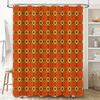 Vintage Retro Shower Curtain Geometric Floral Print Design For Bathroom Decor Home Accessories In Orange Gold Color (180 X 180Cm
