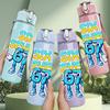 1PC Big Six Seven Bold Number Design 750ml Color Plastic Sports Water Bottle Leakproof Flip Straw Lid Suitable for Sports Office Home Use