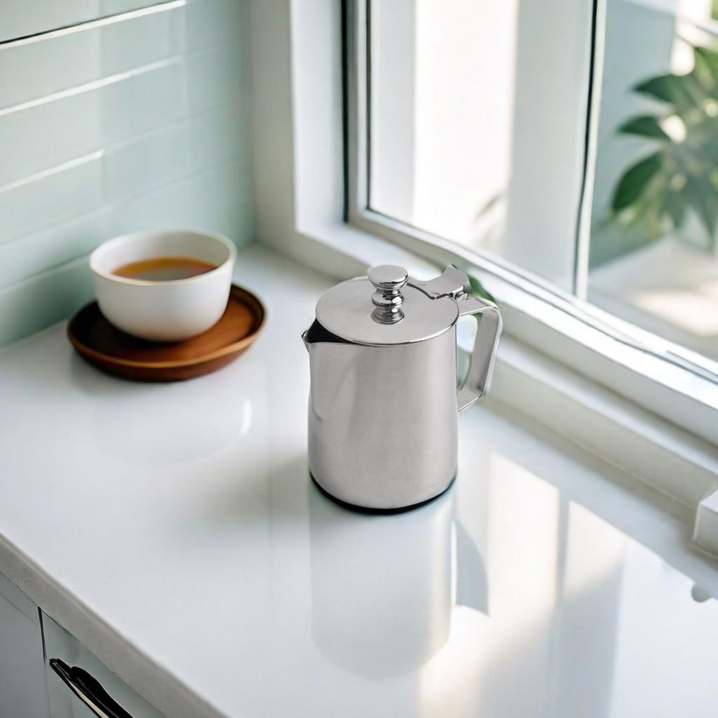 Effortless Frothing and Pouring Stainless Steel Milk Frother Jug with Lid