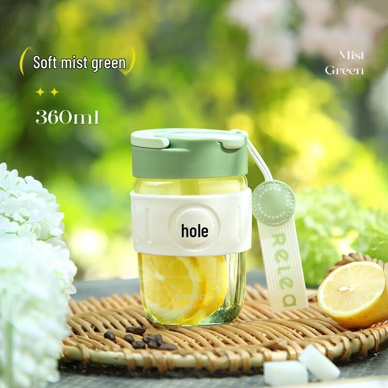 RELEA High Borosilicate Glass Water Bottle with Straw