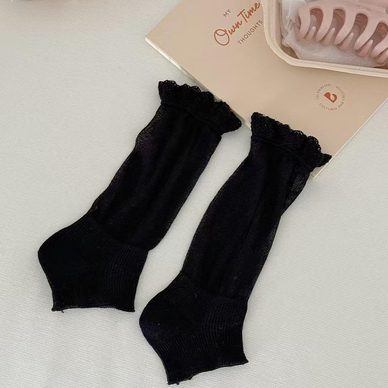 Spring Women s Lace Ruched Ballet-Style Half-Foot Socks - Trendy, Versatile, Sun Protection Short Socks One Size