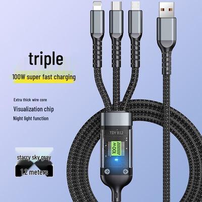 Universal Multi-Head Digital Display Charging Cable for Apple, Android & Huawei