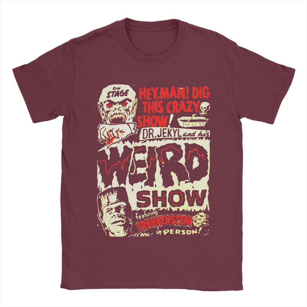 Vintage Dr. Jekyl und seine seltsame Show mit Frankenstein Horror Vintage T-Shirt Herren Baumwolle Rundhals Sommer Tops Shirts