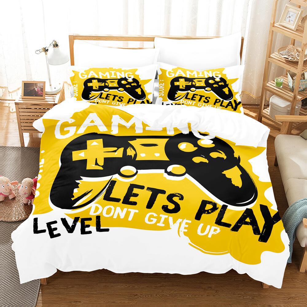 Cartoon Animation Digital Printing Keyboard Gamepad Bedding Three-Piece Microfiber Polyester Cotton Duvet