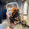 Cream Wave Curved Silicone Glossy Soft Case Sunset Coconut Tree Printed Shell Mobile Phone Back Cover for iPhone Samsung Xiaomi