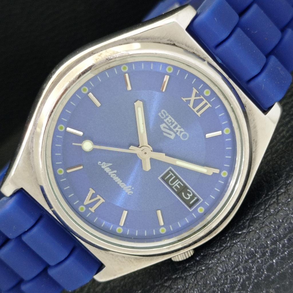 VINTAGE SEIKO 5 AUTOMATIC 7019A JAPAN MENS BLUE COLOR DIAL WATCH a500800-5 R154-a500800