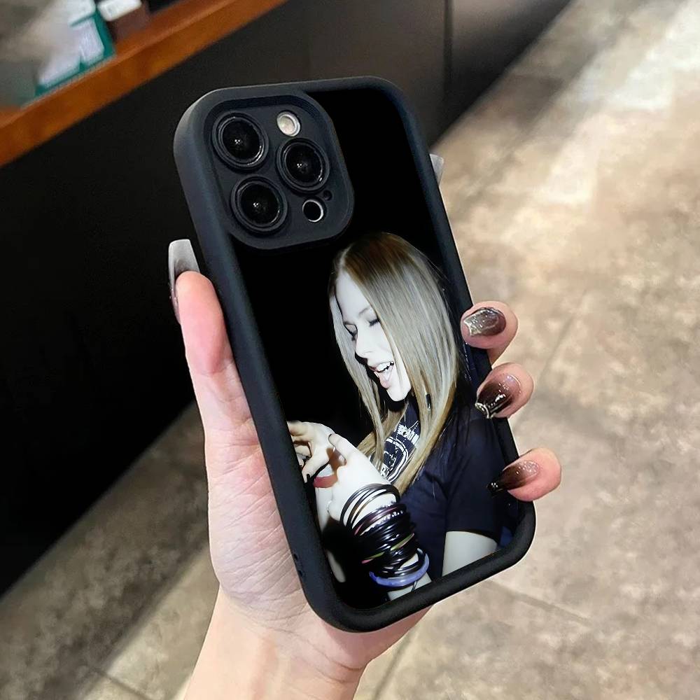 A-Avril L-Lavigne Phone Case For iPhone 17,16,15,14,13,12,11,Pro,Max,Plus,X,XS,SE4,E,Mini Black Thickened border Case
