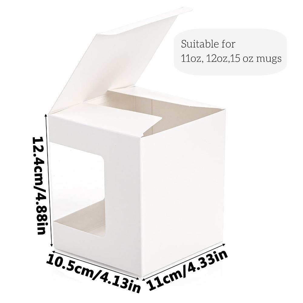 18pcs White Packaging Box with Transparent Windows Gift Boxes Wrapping Box with Clear View Window for Wedding Mugs Cup Boxes for Jewelry Display