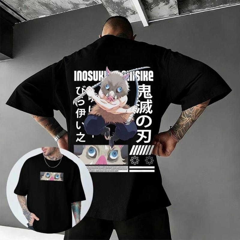 Anime Graphic T Shirt Men Women Demon Slayer Inosuke Print Streetwear Cotton Short Sleeve Tee Casual Top 2026 Summer Y2k Clothes