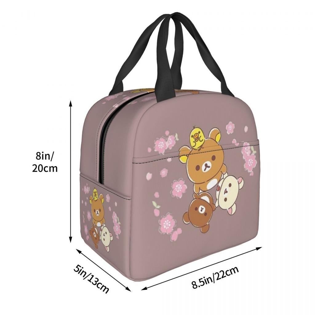 Rilakkuma Sakura Insulated Lunch Bag for Women Office Cooler Thermal Food Box Tote Leakproof Lunch Boxes Container