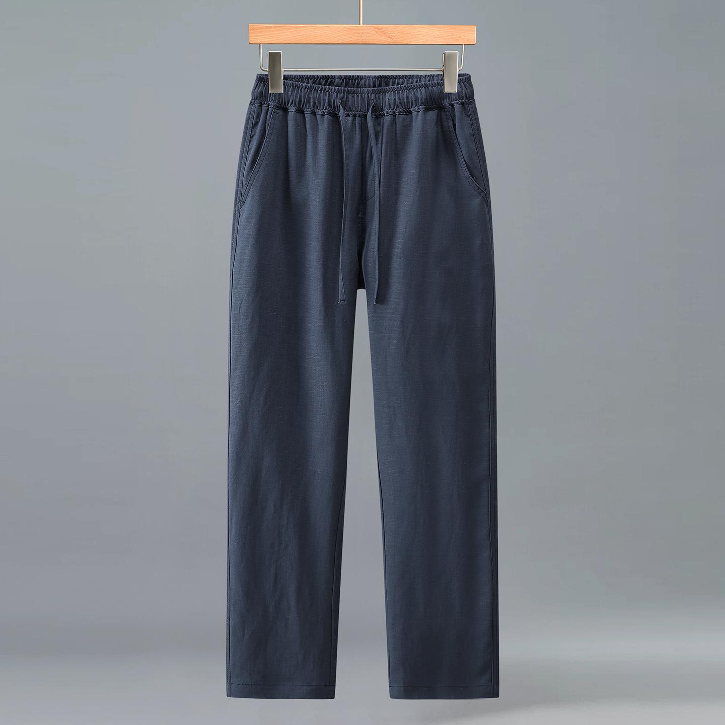 

Tencel linen casual business pants for men, elastic waist, straight-leg trousers with drawstring, lightweight, breathable, simple men s pants 3XL сірий колір
