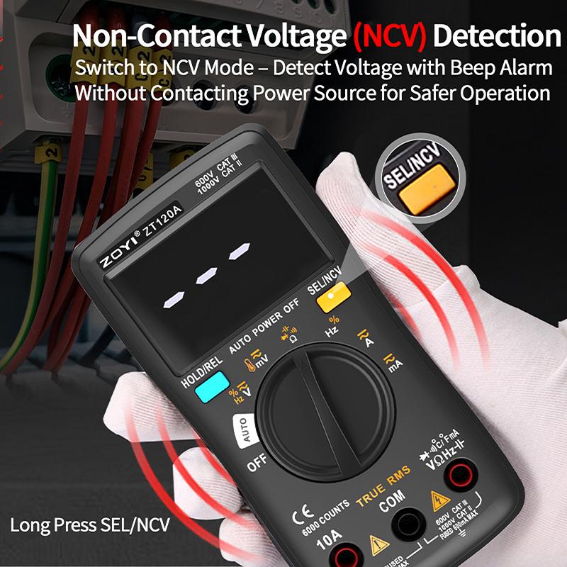 ZOYI -102A Hochpräzises vollautomatisches digitales Taschen-Multimeter mit Überlastschutz - Professionelles Elektrikerwerkzeug