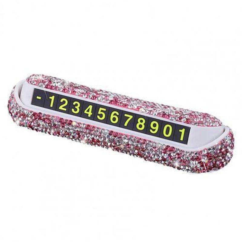 Women Car Temporary Parking Card Car Bling Kit Glittering Hidden Telephone Number Plate Auto Park Stop Card Accessories