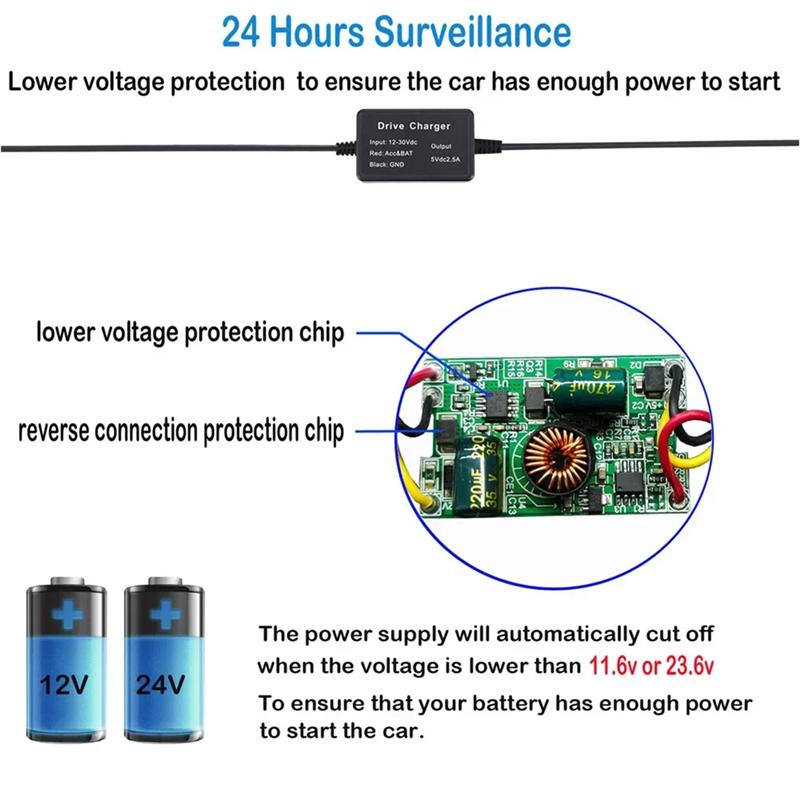 For 70Mai Hardwire Kit UP03 Only Type-C Port For 70Mai A810 X200 Omni M500 24H Parking Monitor Power Line-N25R