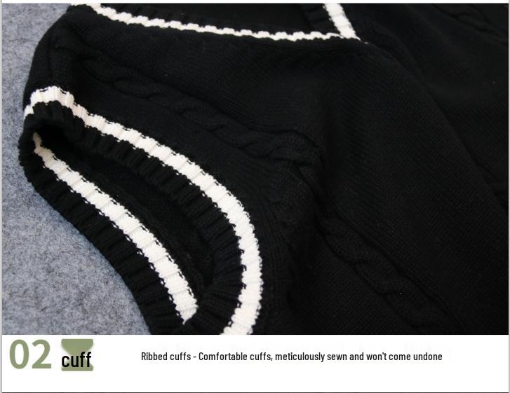 In-Stock Children's Preppy Style Knitted Wool School Uniform Vest - Sleeveless Sweater for Boys and Girls