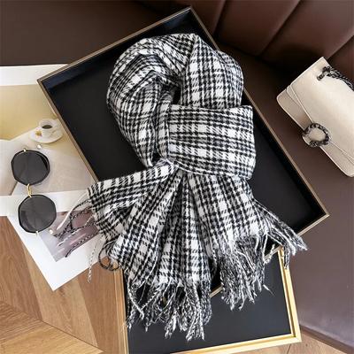 Inverno Donna Uomo Sciarpa a Scacchi Imitazione Cashmere Avvolgente Autunno Inverno Spessa Moda Calda Sciarpa Scialle Unisex Nappa Hijab Sciarpe