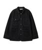 Areuban French Mandarin Collar Coverall Jacket_Noir Black