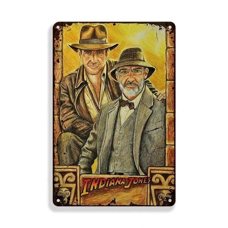 Classic Movie Tinplate Poster Indiana Jones Metal Sign Retro Industrial Wall Decor Plaque Bar Garage Home Tin Sign Art Plates