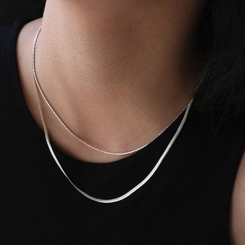 Another Layer Flat Chain Necklace (silver925)(2color)