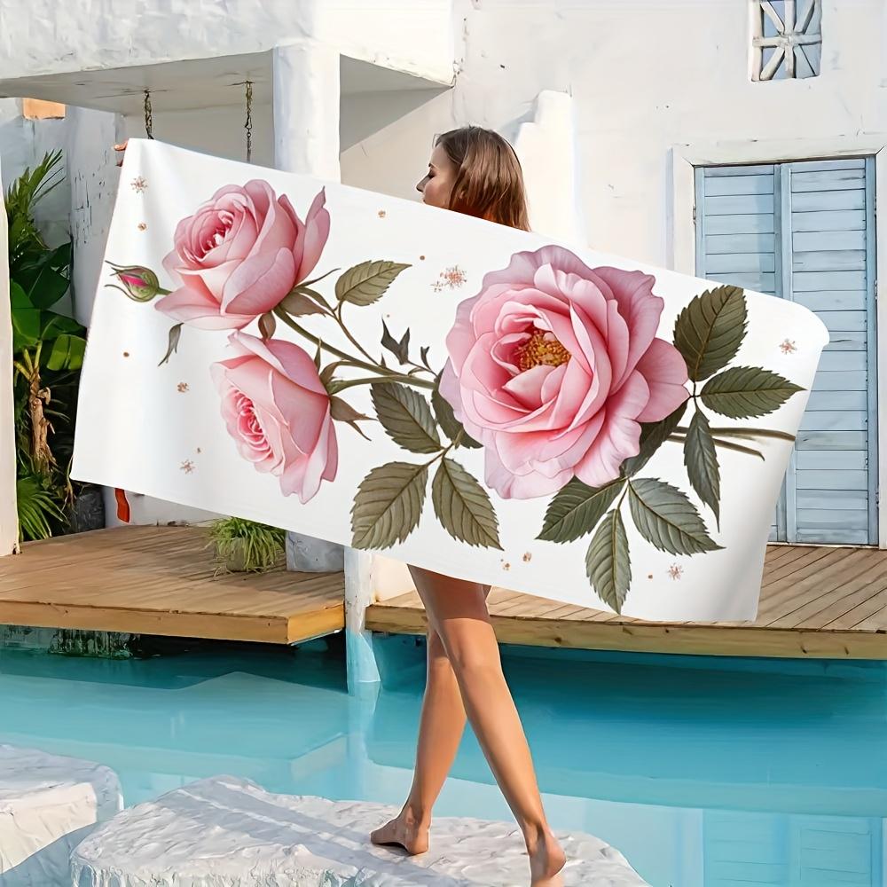 Flower Pink Rose Travel-Friendly Microfiber Towel, Lightweight Quick-Dry Ultra-Soft for Vacation